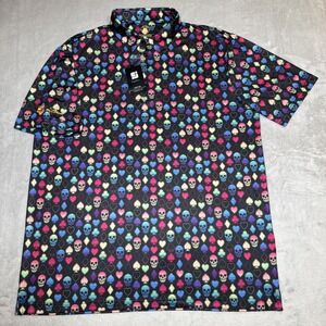 Coby Stevens Colorful Skulls & Hearts Mens Golf Performance‎ Polo Sz 2XL NWT